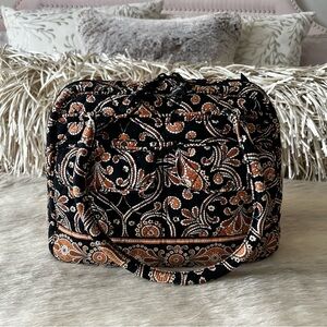 VERA BRADLEY Cafe Latte 2008 Bowler Bag 2 Handles Zip Top Brown Cream Y2K Comute